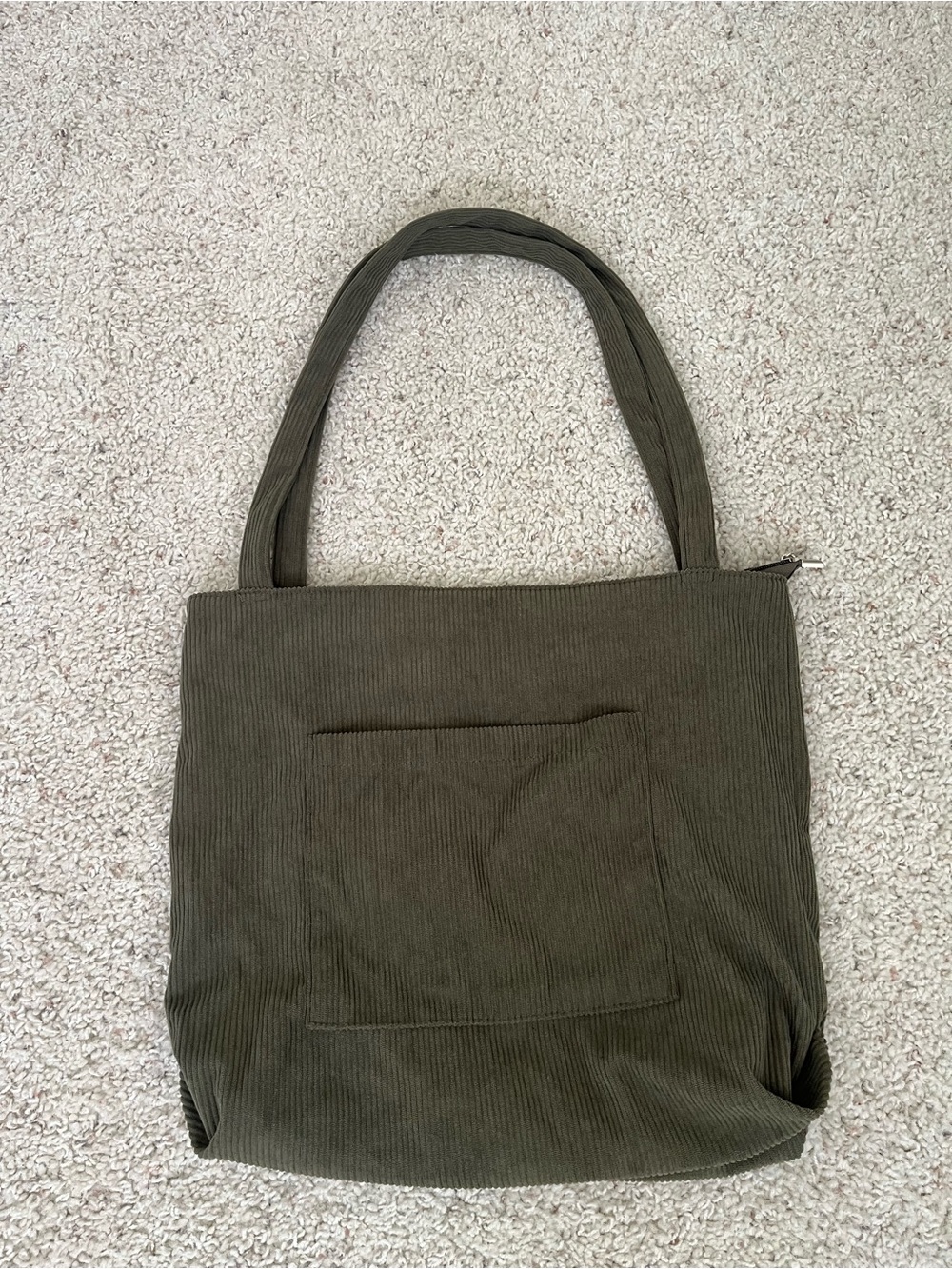 Olive Green Corduroy Tote Bag - Unbranded